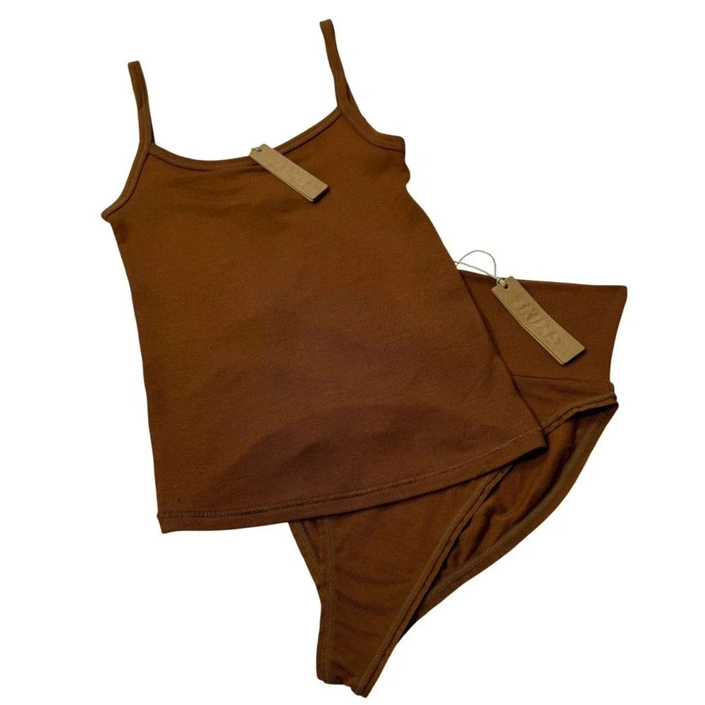 SKIMS Sleep Tank +‎ Brief Set Copper XXS